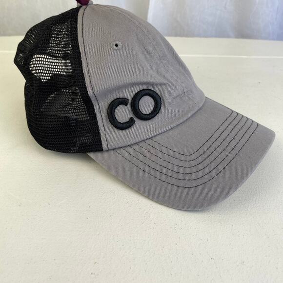 🌞 CO Grey Black Mesh Baseball Cap Size Adjustable Hat Embroidered Colorado - Picture 1 of 12